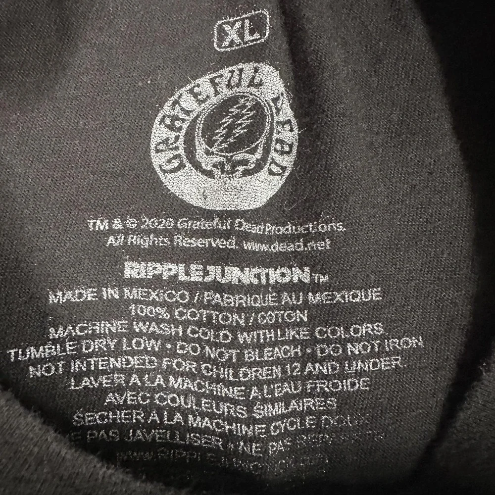 Grateful Dead Shirt Mens XL Black Tour '74 Ripple Junction Graphic Tee Short Slv
